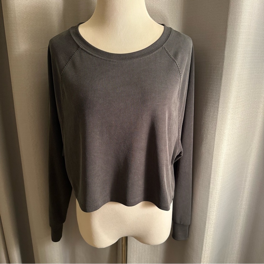 Victoria's Secret Long Sleeve Ribbed Tee - Charcoal Gray